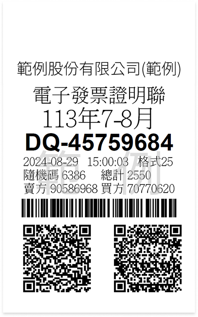 B2C 發票範例